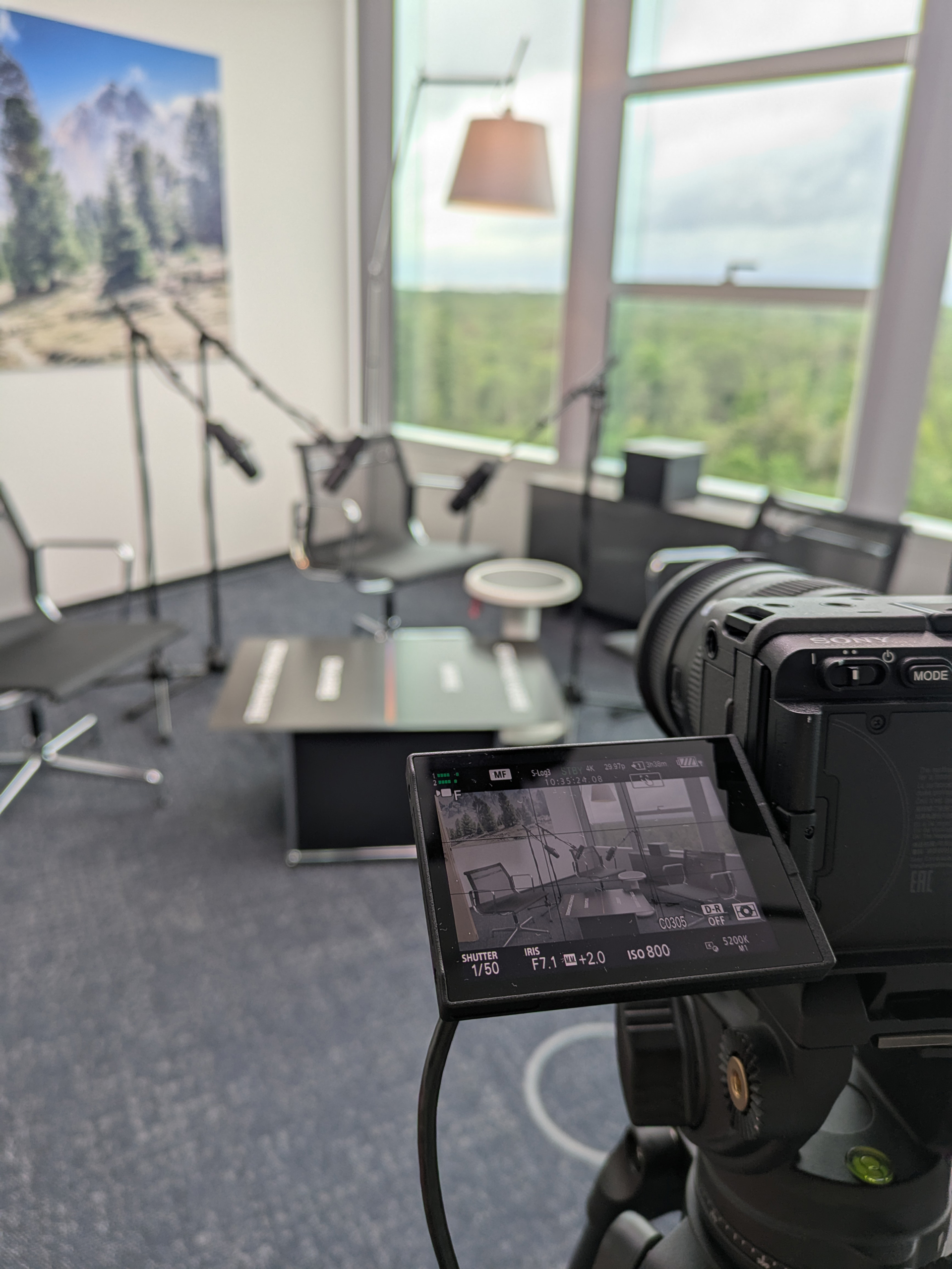 view of Sopra's podcast studio with a camera in the foreground | © Sopra Financial Technology